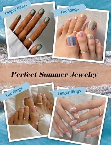 FIASASO 3Pcs 925 Sterling Silver Toe Rings for Women Adjustable 14K White Gold Plated Flower Twist Opal Band Rings Summer Beach Open Toe Rings Foot Jewelry Set 6