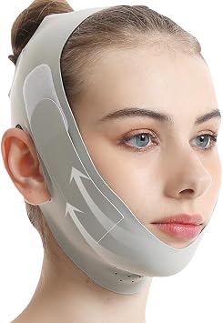 Double Chin Lift Mask, Reusable Double Chin Reducer, Face Mask V-Line for Skin Firming & Tightening, Double Chin & Jawline Lifting, Comfortable & Adjustable Design