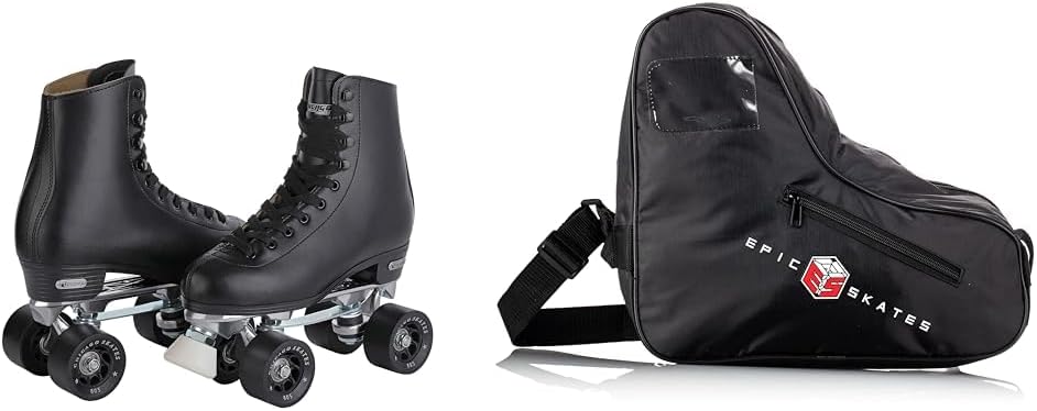 CHICAGO Men's Premium Leather Lined Quad Skates & Epic Standard Black Skate Bag
