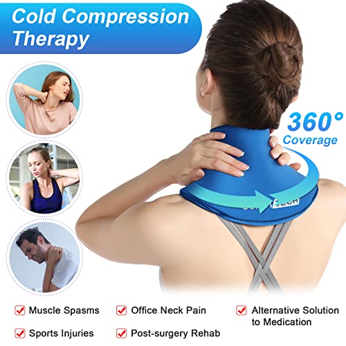 Comfitech Large Migraine Ice Head Wrap, Headache Relief Hat For Migraine (L Black) & Neck Ice Pack Wrap Gel Reusable Ice Packs For Neck Pain Relief (Blue) #TOP6
