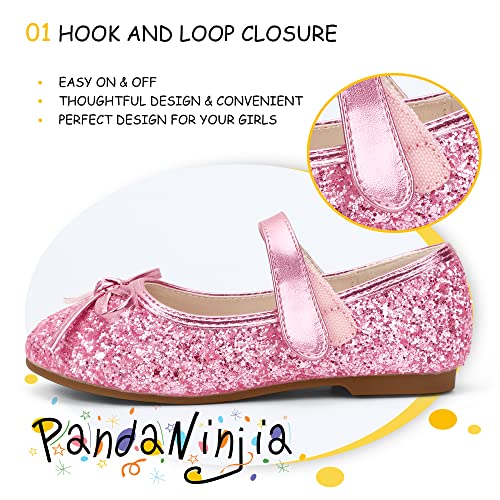 PANDANINJIA Toddler Dress Shoes Bowknot Mary Jane Shoes Girls Ballet Flats for Kids Wedding Party Uniform Church Shoes4