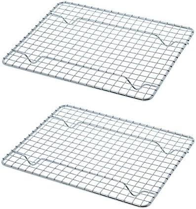 Goson Kitchen Stainless Steel Heavy Duty Metal Wire Cooling, Cooking, Baking Rack For Baking Sheet, Oven Safe up to 575F, Dishwasher Safe Rust Free | 8"x10"; SET OF 2