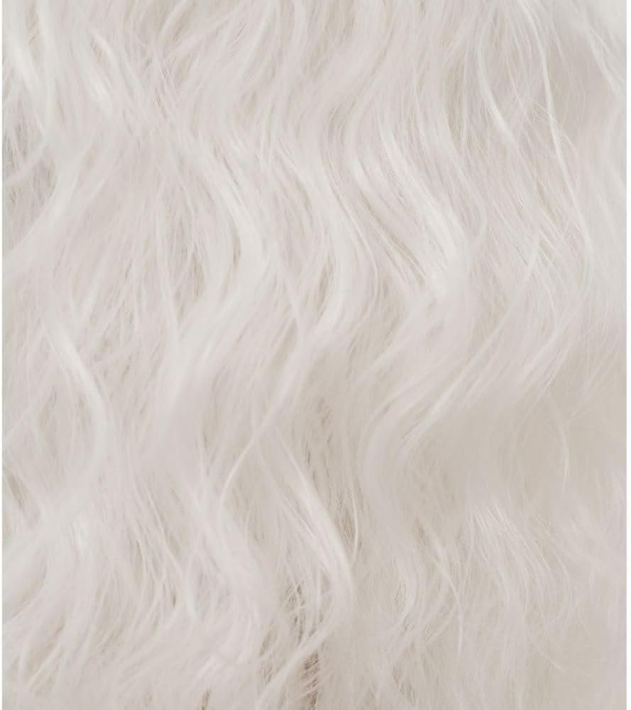 Dai Cloud Mens White Long Curly Wig 70s 80s Rocker Wig with Bangs Synthetic Heat Resistant Halloween Cosplay Costume Wig