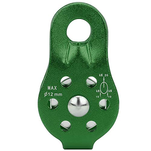 Climbing Pulley Universal Aluminum Alloy Fixed Mountaineering Rope Climbing Pulley Pulley for Rope Climbing, Work(Green)