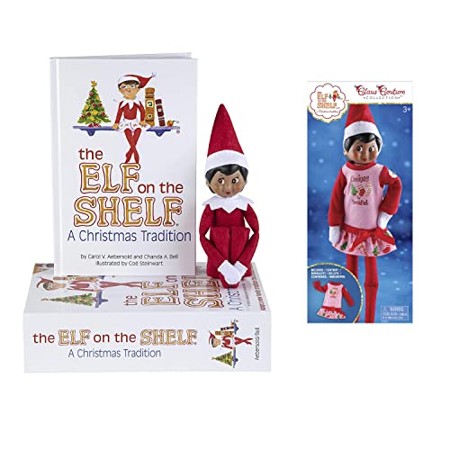 Elf on The Shelf: A Christmas Tradition Brown-Eyed Girl Dark Tone Scout Elf with The Elf on the Shelf Claus Couture Collection Yummy Cookie Nightgown