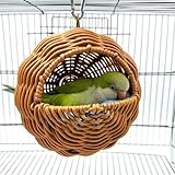 SHGNUY Rattan Bird Nest for Cage，Hanging Parakeet Bed Hammock Hideout Lay Eggs Canary Nest Sleep Parakeet Warm House Hut Parrot Cage Accessories for Cockatiel Budgerigar Finche Canaries