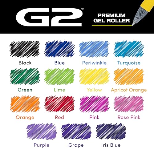 Image of Pilot G2 Premium Gel Roller Pens, Rainbow Gel Pens, G2 Rainbow Colors Pack, 15 Pack Pouch, Fine Point 0.7 mm, Assorted