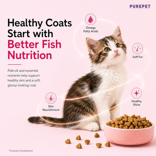Image of Purepet Kitten Dry Cat Food 1.2kg Pack | Tuna & Salmon Flavour | Active Behaviour | Hairball Control |Urinary Tract Health | Nutrient Rich | Minerals