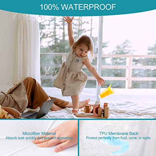 Queen Waterproof Zippered Mattress Encasement, Hypoallergenic Zipped Mattress Protector, Breathable, Noiseless, Cooing & Machine-Washable Mattress Cover with 15\" Deep Pocket, Vinyl Free - Thumbnail 5