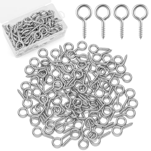 Image of Hicarer 100 Pack 2.2 Inch Zinc Plated Carbon Steel Eye Bolt, M6 Thread Heavy Duty Screw Hook, Self Tapping Screw for Wood, Galvanized Ring Bolt for Indoor Outdoor Use