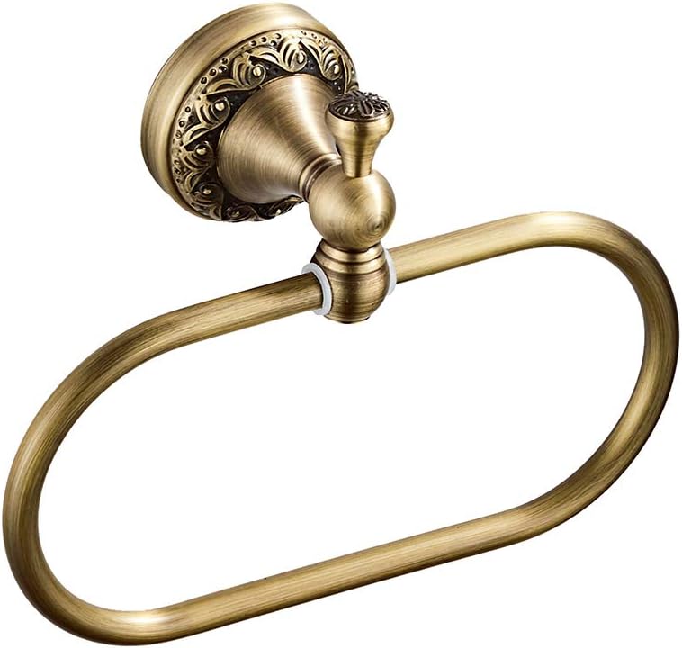 Aothpher Brass Towel Ring Oval Contemporary Bathroom Hand Towel Holder Wall Mounted,Antique Brass Finish