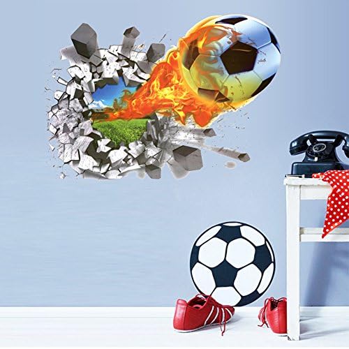 3D Football Wall Stickers Living Room Bedroom Decal Cartoon Boys Teens Kids Children Room Wall Art Murals Wallpaper Poster