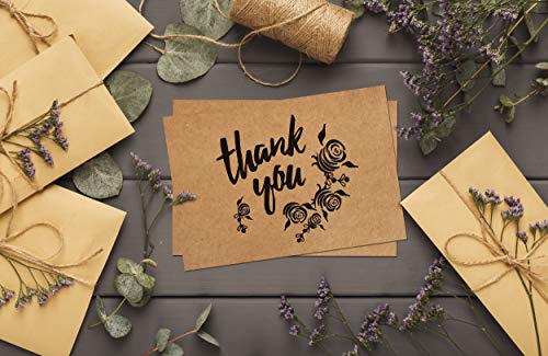 Caqpo Thank You Cards With Envelopes - 160 Sets Premium Kraft Thank You Cards Bulk - Thank You Notes With 8 Graceful Designs - Floral Thank You Card For Celebration, Wedding, Baby & Bridal Shower 4X6 #TOP6
