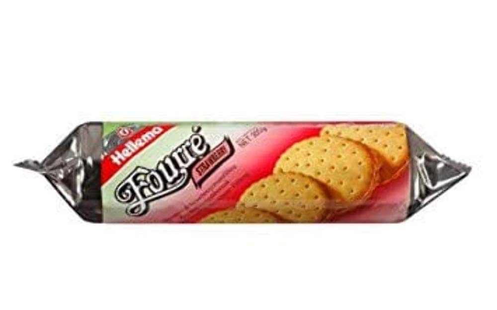 Hellema Fourre Strawberry Sandwich Biscuits 300g