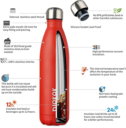 Image of BJPKPK 25 oz Insulated Water Bottle, Stainless Steel Flask, Leak Proof