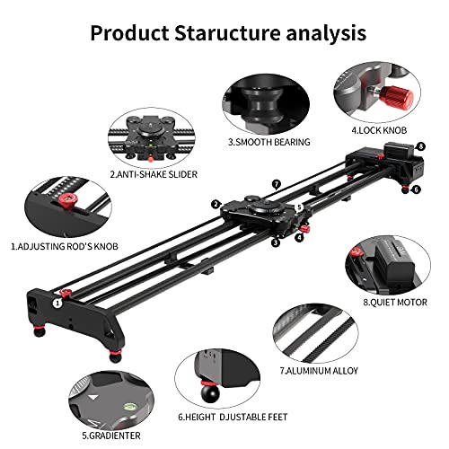 Gvm Motorized Camera Slider,48" Wireless Carbon Fiber Dolly Rail Camera Slider With App Control, Motorized Time Lapse And Video Shot Follow Focus Shot And 120 Degree Panoramic Shooting #TOP1