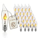 25 Pack Flickering Flame Light Bulbs, C7 Clear Light E12 Candelabra Base