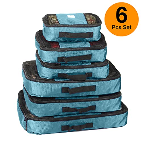 ANSIO Packing Cubes for Suitcase, Travel Cubes Luggage Organiser Set, Suitcase Organiser bags, Value Set for Travel and Home Storage, Small, Medium, Large, XL - (6 Piece Set) - Teal - Image 3