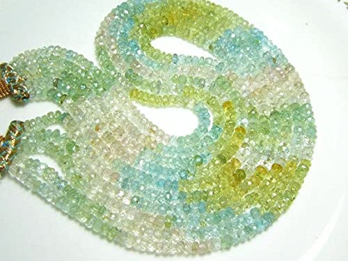 LKBEADS AAA-Morganite Aquamarine Heliodor Micro Cut Rondelles- 8" Strand -Stones measure- 4-4.5mm