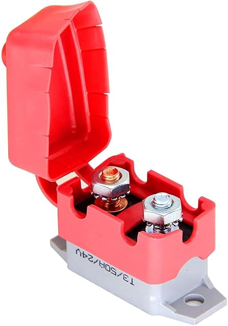 ANCLLO 50A Automatic Reset Circuit Breakers 12V/24V DC Short Stop Circuit Breakers with Cover and Screws for Car Marine Truck RV Buse Mower Motorbike Boat Battery Charger
