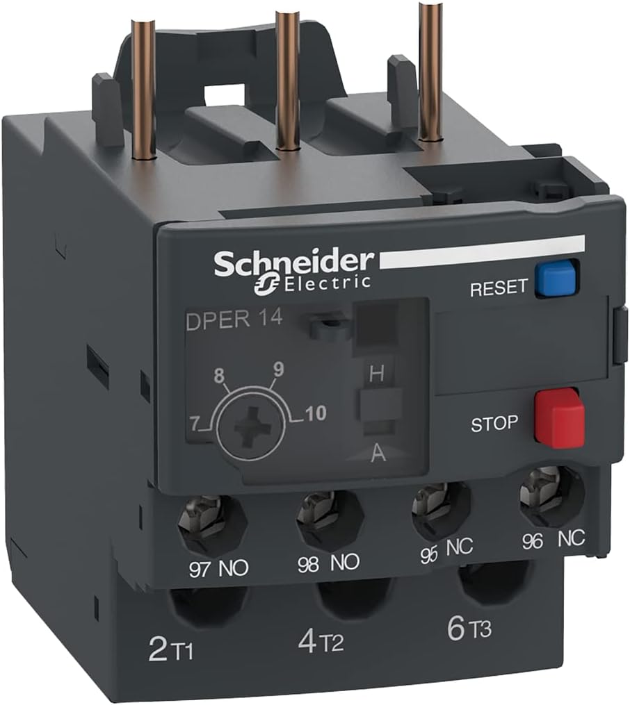 Schneider Electric DPER14 Easy TeSys Thermal Overload Relay with Manual/Automatic Reset, Screw Clamp Terminals | Used with Air Conditioner, Heat Pump, HVAC, AC Compressor and More, 7-10Amps