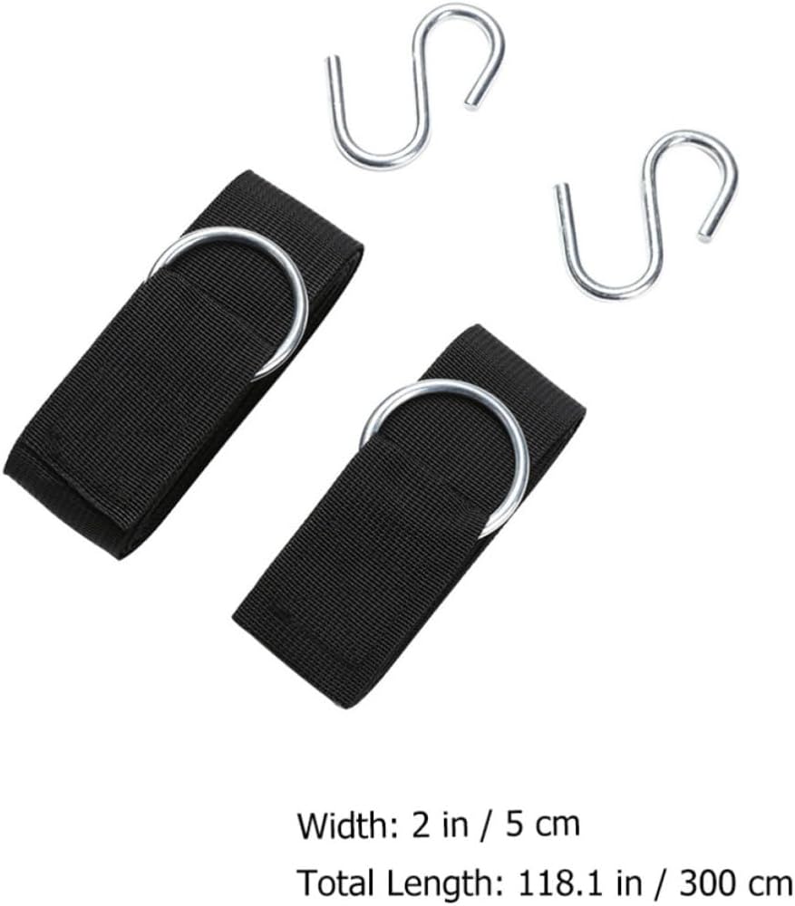 Nylon Hammock Tree Straps with S Hooks for Outdoor Hanging Use | Adjustable Setup, Strong and Safe Build, Easy Storage and Installation