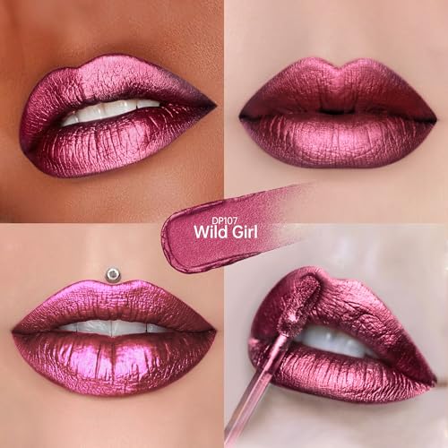 Image of Depuplum 3Pc Metallic Lipstick for Women Dark Red Bronze Burgundy Lip Gloss