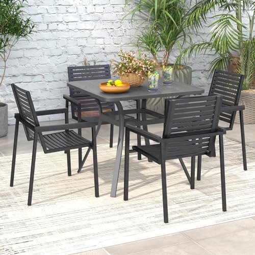 Image of Giantex Patio Dining Table, 32 inchx32 inchx29 inch Outdoor Table, Heavy-Duty Metal Square Outside Table for 4 Persons, Patio Furniture for Backyard Garden Poolside