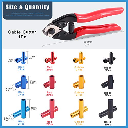 Glarks 25Pcs Bike Cable End Caps With Cable Cutter Set, 8Pcs 5Mm Bicycle Bike Brake Cable Tips Caps And 8Pcs 4Mm Shift Derailleur End And 8Pcs Cable End Crimps With Stainless Steel Wire Rope Cutter #TOP1