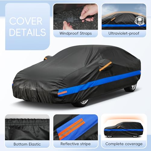 Holthly Funda Coche Exterior Impermeable, Cubre Coche de 10 Capas, Cubierta Coche Protector de Sol y Polvo, Capa para Carro Apto para Audi A4 A5, BMW Serie 3, Mercedes Clase C, VW Passat,etc. 3XL - imagen 2