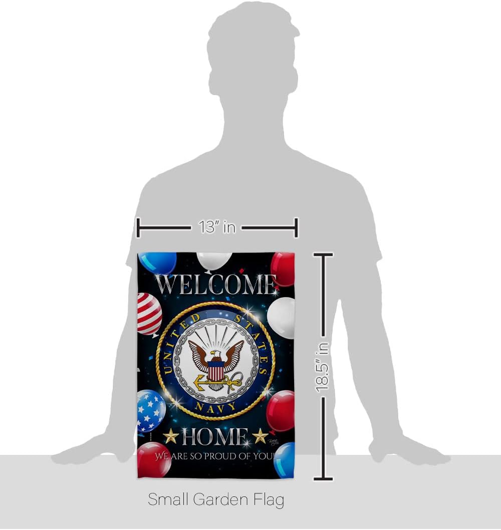 Welcome Home Navy Garden Flag - Armed Forces USN Seabee United State American Military Veteran Retire Official - House Decoration Banner Small Yard Gift Double-Sided Made in USA 13 X 18.5 - Image 2