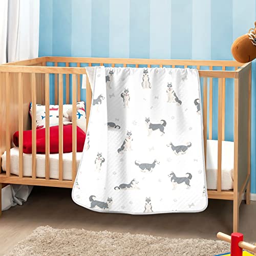 Image of Swaddle Blanket Husky Grey Cotton for Infants - Lightweight Soft Receiving Swaddling for Crib, Stroller, Nursery - 30x40 in