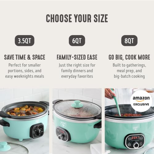 GreenLife 6QT Ceramic Slow Cooker, PFAS-Free, Programmable, Removable Healthy Nonstick Pot for Family Meals, Sear on Stovetop, Keep Warm, Digital Timer, Dishwasher Safe Glass Lid, Turquoise by GreenLife - Image 7