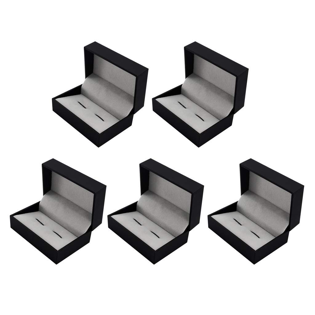 Élégant 5 pièces Hommes Boutons de Manchette Noirs Pince boîte de Rangement Bijoux Organisateur vitrine
