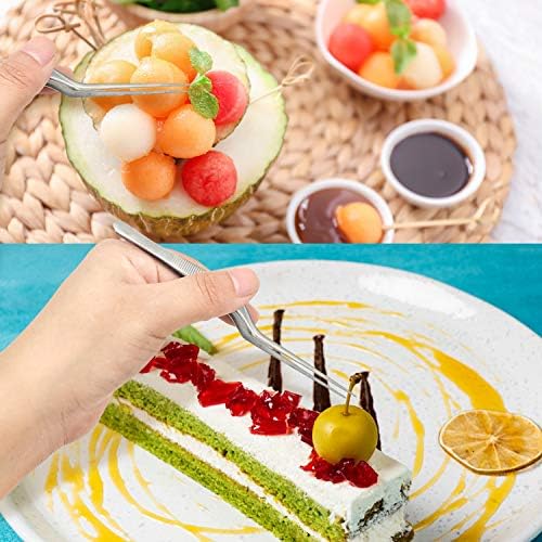 5 Pcs Fish Bone Tweezers, Set of 3 Stainless Steel Kitchen Tweezers 2 Stainless Steel Fish Tongs for Chef Cooking Utensils Design Styling Garnish Sea Food Beauty Tools