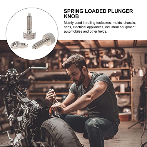 Doitool 2Pcs Retractable Spring Plunger Spring Plunger With Knurled Handle Stainless Steel Lock Out Type Quick Release Pins For Rolling Toolbox, 1/4-20 Thread Size 0.500 Thread Length #TOP6