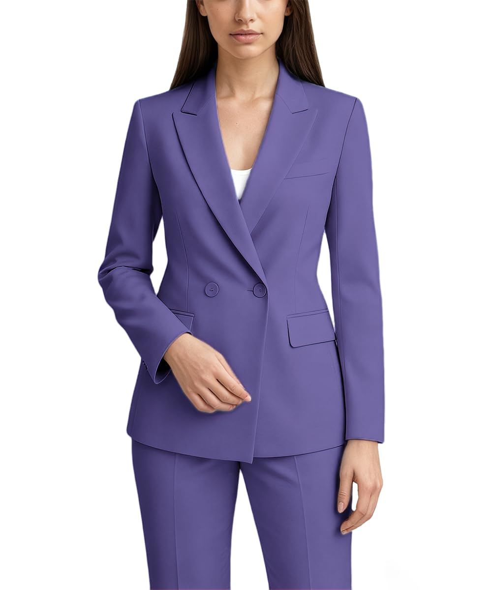 2 Piece Suit for Women Double Breasted Slim Fit Suit Womens Business Casual Pant Suit Set for Work