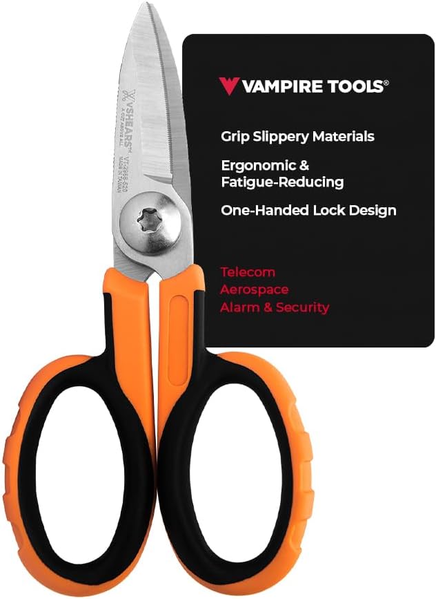 VAMPLIERS 5.5" Fiber Optic Kevlar Scissors Carbon Steel Shears - For cutting Kevlar, Dyneema, Vectran, Spectra, Technora, Carbon Fiber, Fiberglass, Aramid Composite, Various Materials
