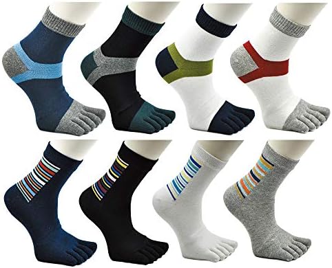 Men Toe Socks 5 Finger Cotton Athletic Wicking Crew Low Cut No Show 4/6/8/10pcs