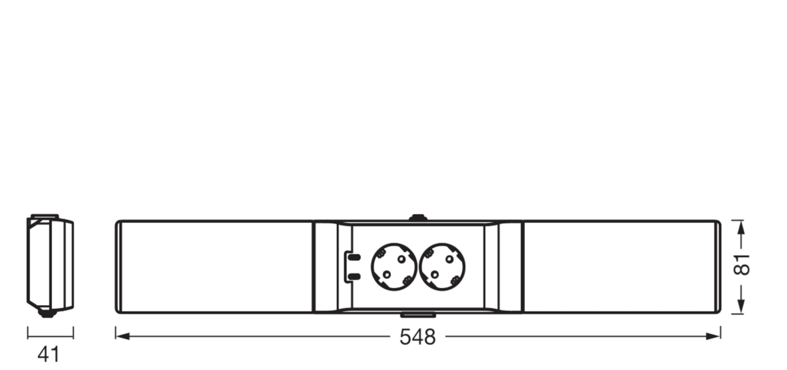 LEDVANCE onderkastlamp met 2 stopcontacten en 2 USB-C-poorten, wide flood straling (schijnwerper), 10 W, 500 lm, 3000 K, 830 warmwit, dimbaar, witte set van kunststof (PC), IP20