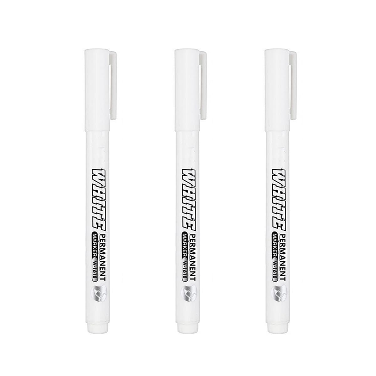 3 lápices acrílicos blancos finos, rotuladores acrílicos finos de punta redonda, a base de agua, color blanco, resistente a la luz y al agua, para piedra, cerámica, vidrio, madera, lienzo（Blanco）