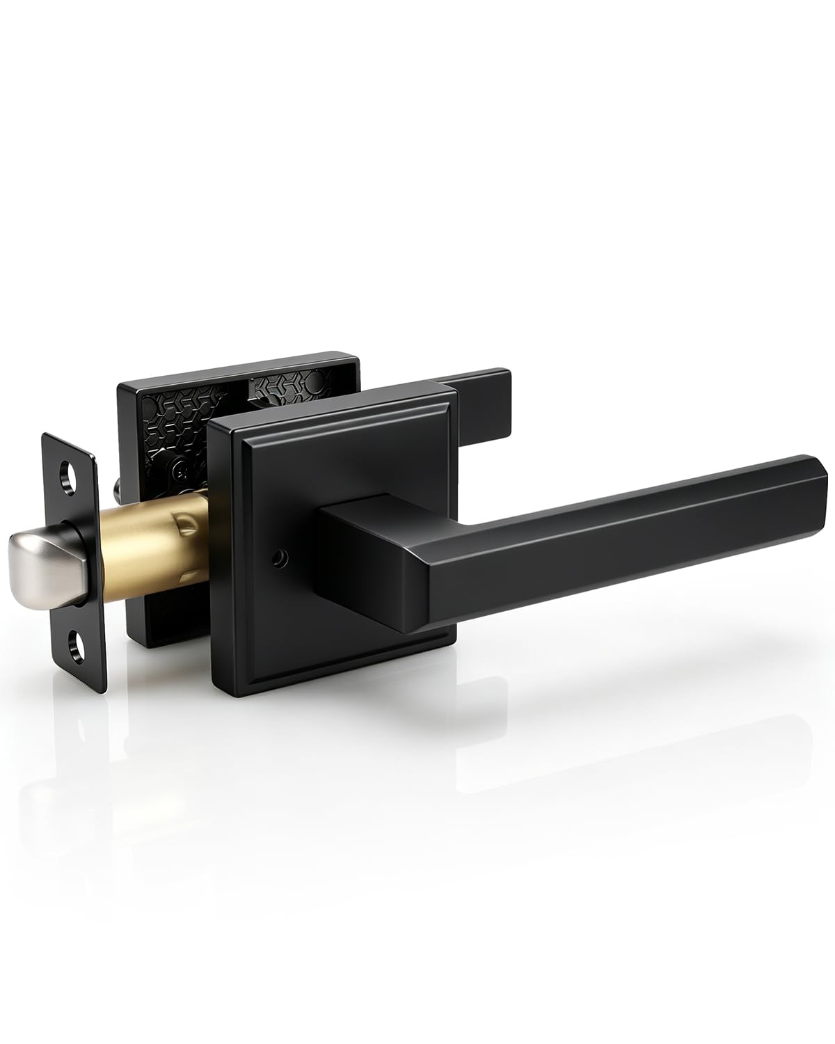 KNOBWELL Matte Black Door Knob with Lock - Keyless Entry -1
