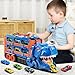 PEADUCK Toddler Toys Car Track Set for 3 4 5 6 Years Old Boys, Dinosaur Transporter Car Race Track with 12 Die-Cast Car Toys, Truck Toys Set Gifts for Age 3-12 Years Old Kids Boys Girls