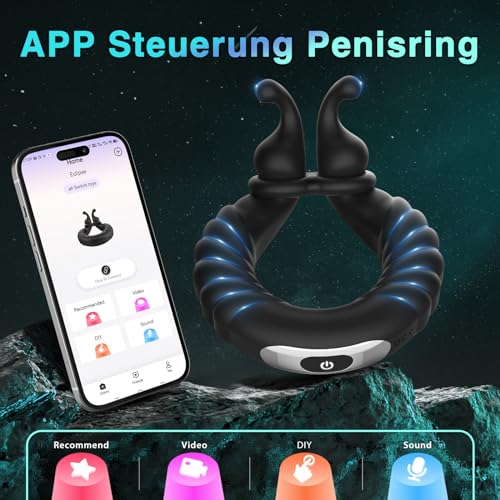 Penisring Vibrator, Penisringe Sex Spielzeug für die Paare mit Einstellbare Größe,Cockring Sexspielzeug für Paare Extrem Sex mit 10 Vibrationsmodi, Penis Ring Sex Spielzeug für die Männer Extrem – Bild 5