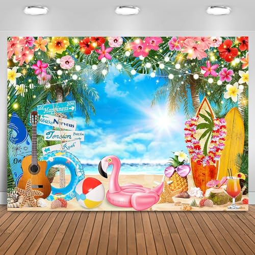Fondo Fotográfico Verano Luau Playa 8x6ft Mocsicka miniatura 1