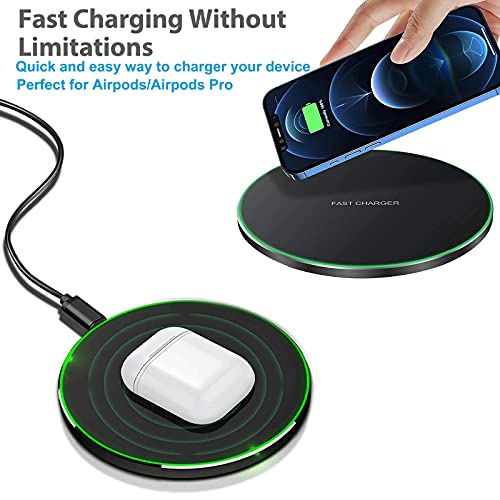 Wireless Charger for Samsung Galaxy S23/S23+/S22/S22+/S21/S20/S20+/S10/S9+/S9/S8/S8+/S7/Note10/Note9/Note8, 15W Wireless Charging Pad with USB-C for Samsung(Android) iPhone Black(No AC Adapter)