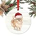 Andaz Press Animal Pet Dog Metal Christmas Ornament, Pomeranian with Santa Hat, 1-Pack, Includes Ribbon and Gift Bag