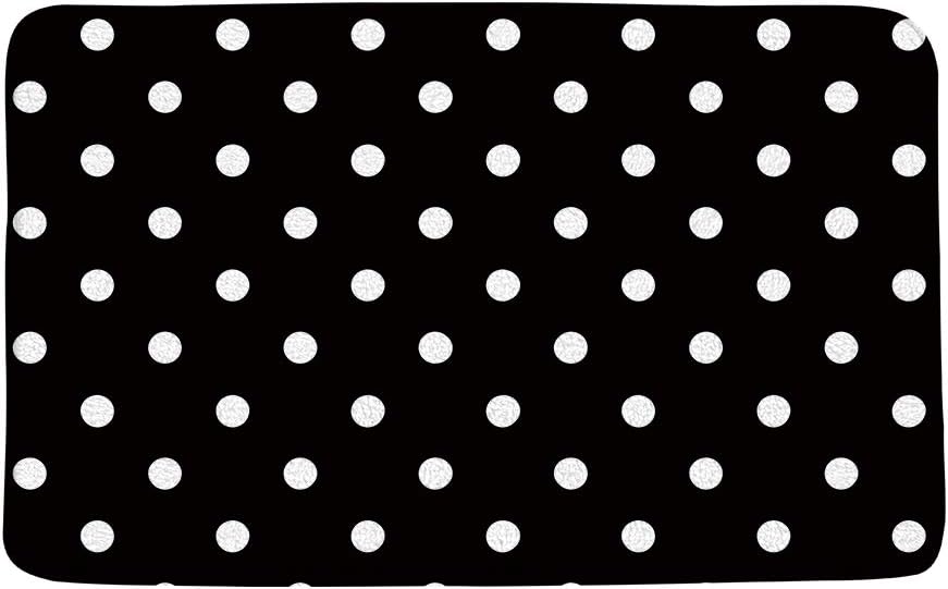 AMFD Black White Bath Mat Vintage Abstract Polka Dot Cute Monochrome Bathroom Shower Mat Kitchen Rug Microfiber Memory Foam,18x30 Inch and 16x48 Inch