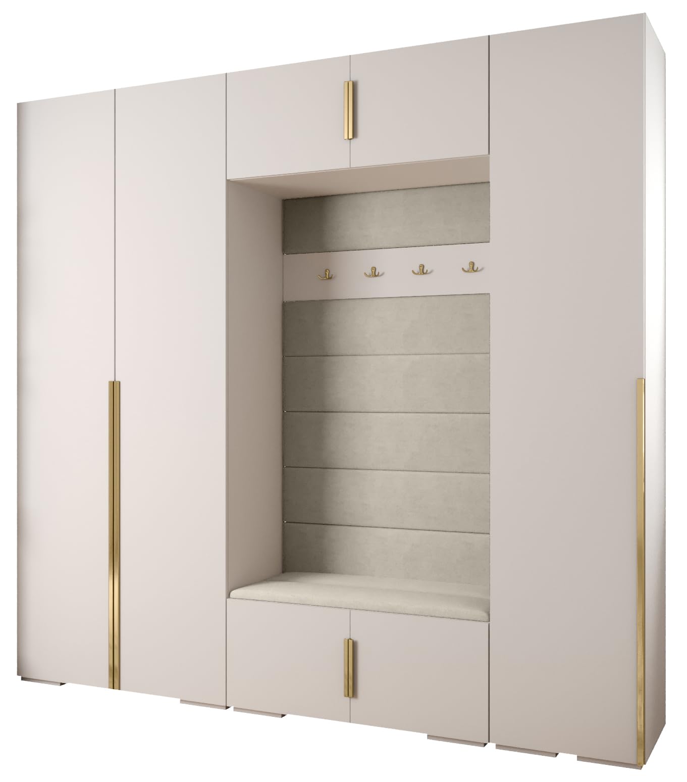 ABIKSMEBLE Inova 1 Ensemble de Meubles - Garde-Robe Moderne - pour Chambre à Coucher, Salon, Entrée, Chambre d'enfant - Meuble de Rangement pour Dressing - 236,7x250x47cm - Blanc, Manila 02, Or