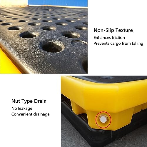 Low Profile Anti-Leakage Drum Spill Pallet, Detachable Polyethylene Storage Tray for Industrial Use, Leakproof Platform for Garage & Shipping Solutions,5 Pack-13.4"x13.4"x2.6"